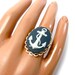 Anchor Cameo Ring - Nautical Navy Blue and White Anchor Ring - Navy and Gold Anchor Jewelry - Nautical Accessory - Nautical Ring