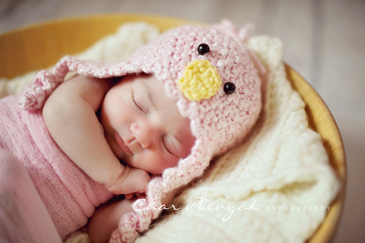 Newborn baby pink chick bird hat for adorable photos
