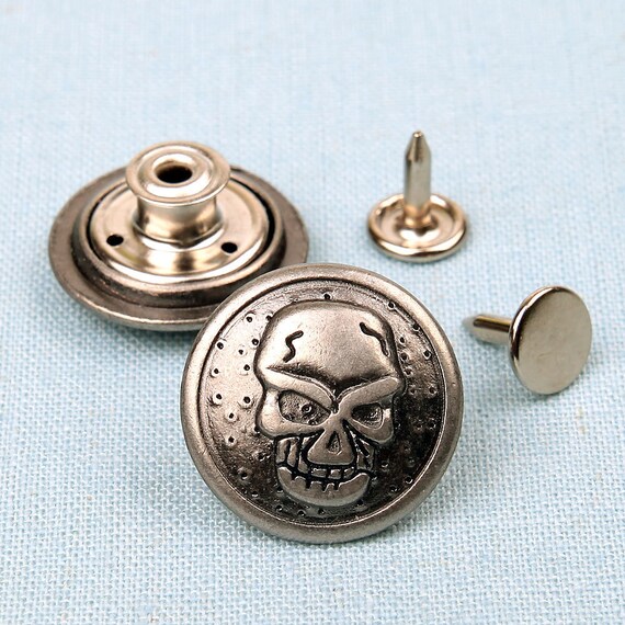 10 sets No Sew Replacement jean buttons skull by buttonpia