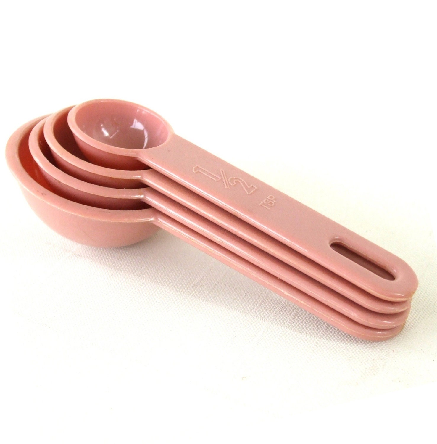 Measuring Spoon Set 1980s Kitchen - Mauve Pink Plastic