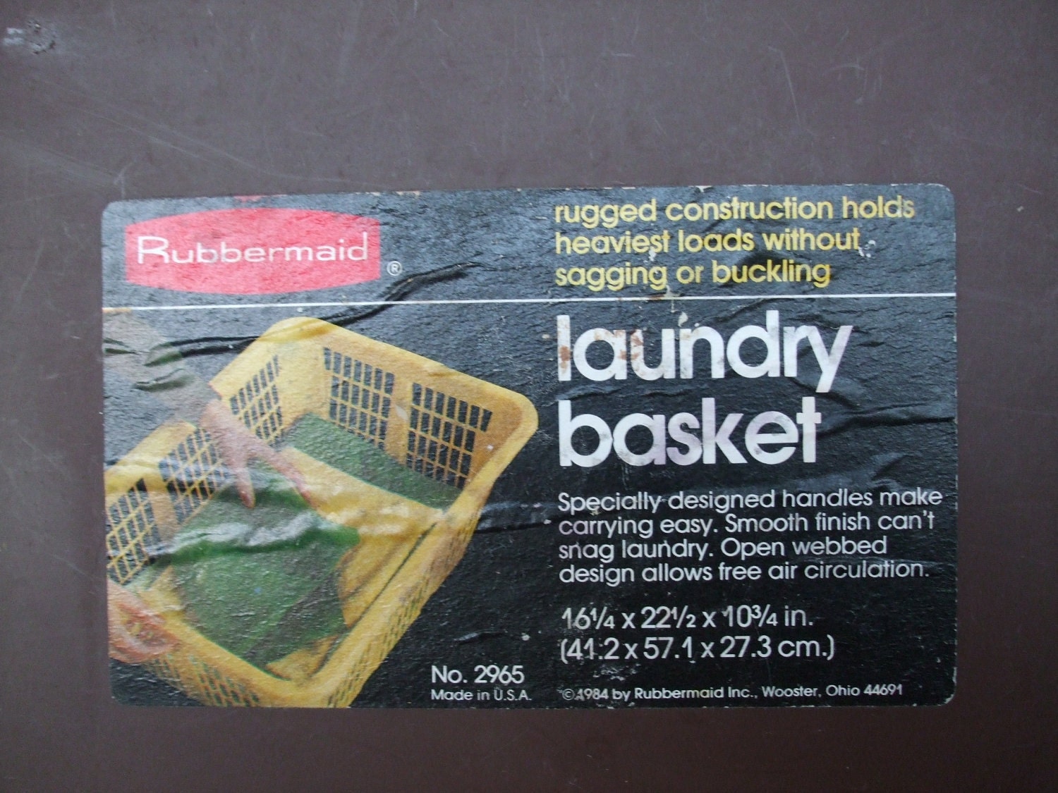 Vintage Plastic Laundry Basket Retro Brown Rubbermaid 1980s Home Decor