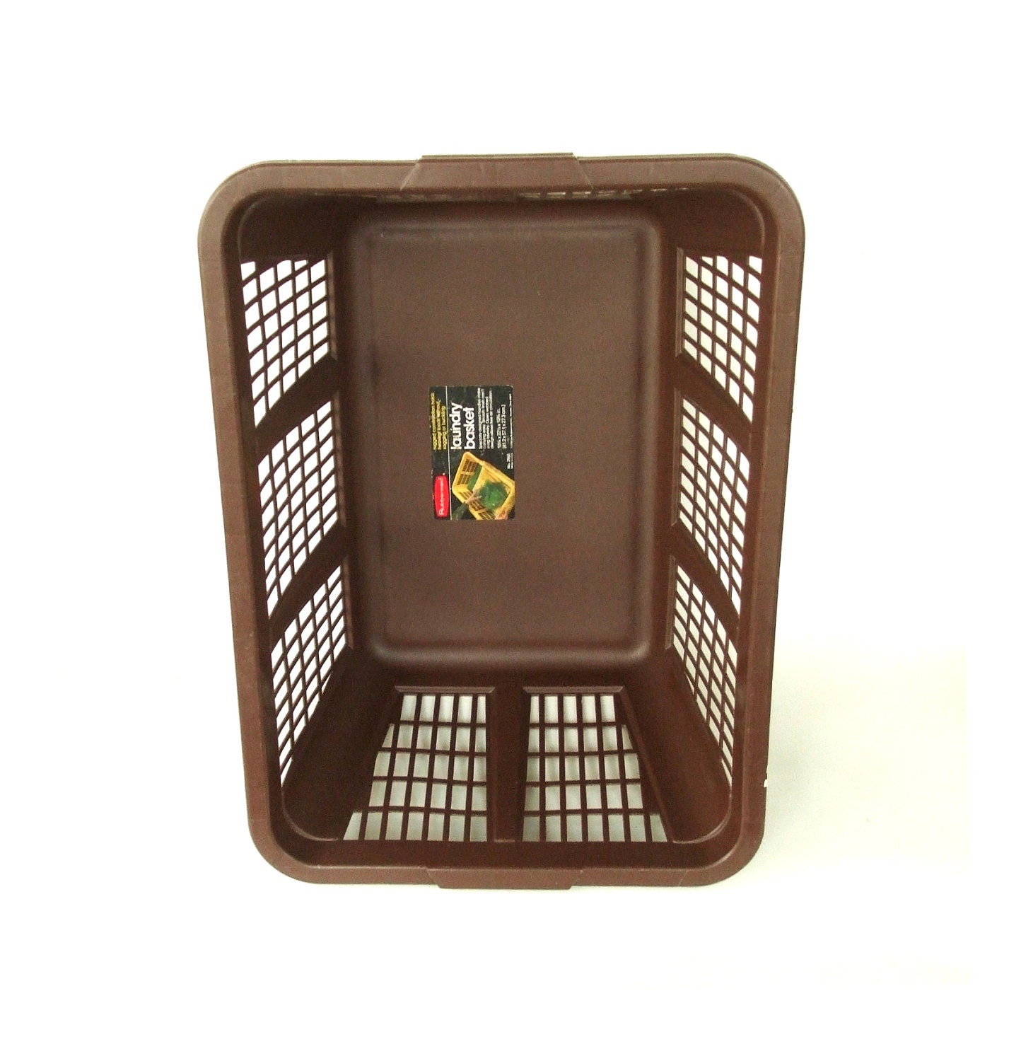 Vintage Plastic Laundry Basket Retro Brown Rubbermaid 1980s Home Decor