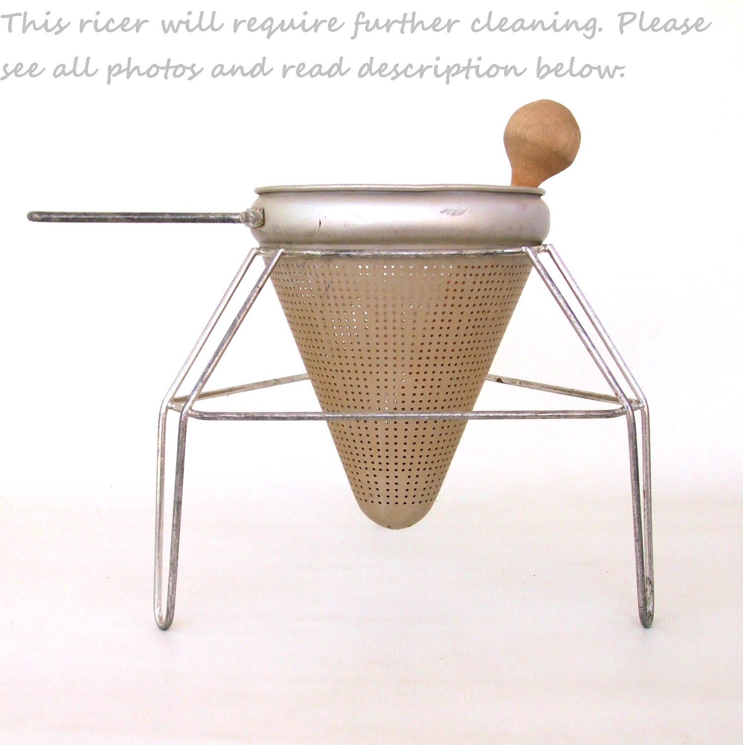 Vintage Ricer Sieve Food Strainer Stand by LaurasLastDitch on Etsy