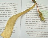 Fish & Brass Bookmark - Golden Koi Fish Bead, Decorative Pewter Bead - Leather Cord and Hand Rolled Cut Brass Sheet Page Marker