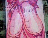 Vintage 80s Party Invitations Pink Ballet Slippers 8 with Envelopes Sealed