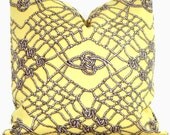 SALE Scalamandre Lemon Yellow Knots and Nets Indoor Outdoor Pillow Cover 18x18, 20x20 or 22x22