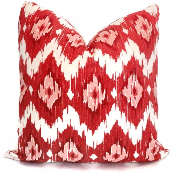 Duralee Red Ikat Decorative Pillow Cover 14x20, 18x18, 20x20, 22x22