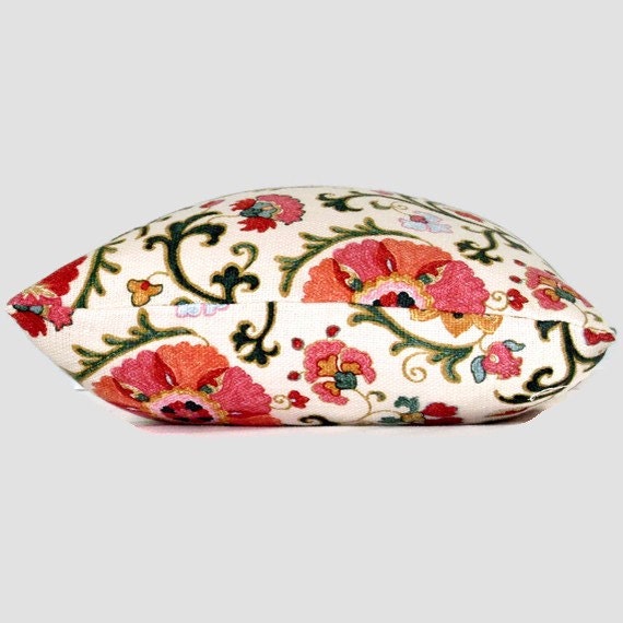 SALE Pink and Red Suzani Pillow Cover 20x20 Decorative Pillow Cover, Accent Pillow, Throw Pillow, Toss Pillow