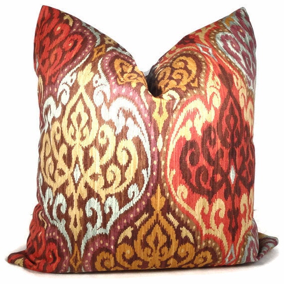Autumn Ikat Design Decorative Pillow Cover 18x18, 20x20, or 22x22