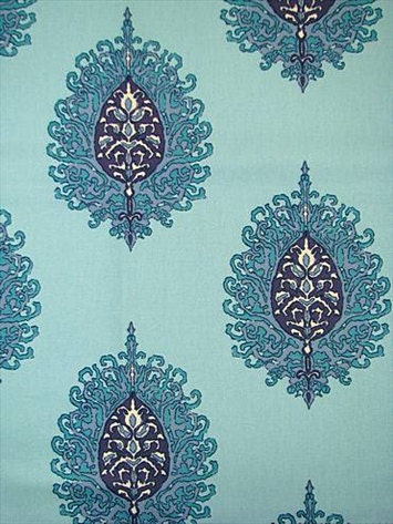 SALE PILLOW Duralee Aqua Medallion Decorative Pillow Cover  20x20 Toss Pillow, Throw Pillow, Accent Pillow