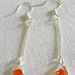 Earrings Dangle Swarovski Crystal 1117 orange single chain silver ear wires