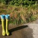 Fleece Rain Boot Wellington Liners SLUGS in Turquoise with a Tie-Dye Cuff, Spring Accessory, Rainy Day Style (Med/Lg 9-11 Boot)