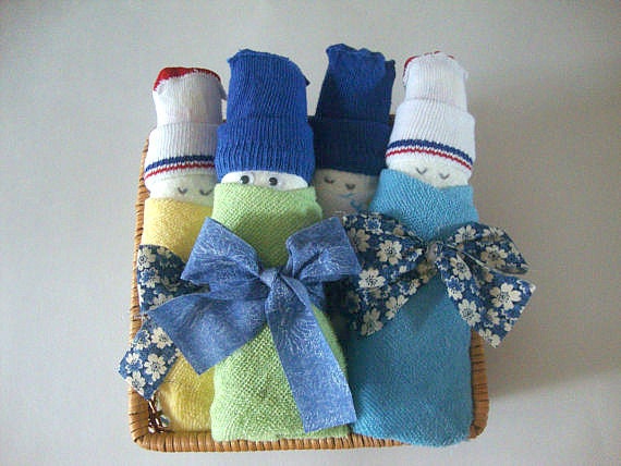 Babies in a Basket, Set of 4, Unique Baby Shower Gift