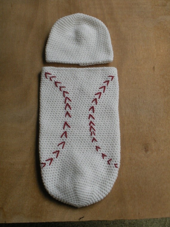 Crochet Baseball Cocoon and Cap Baby Boy Baseball Costume Photography Prop