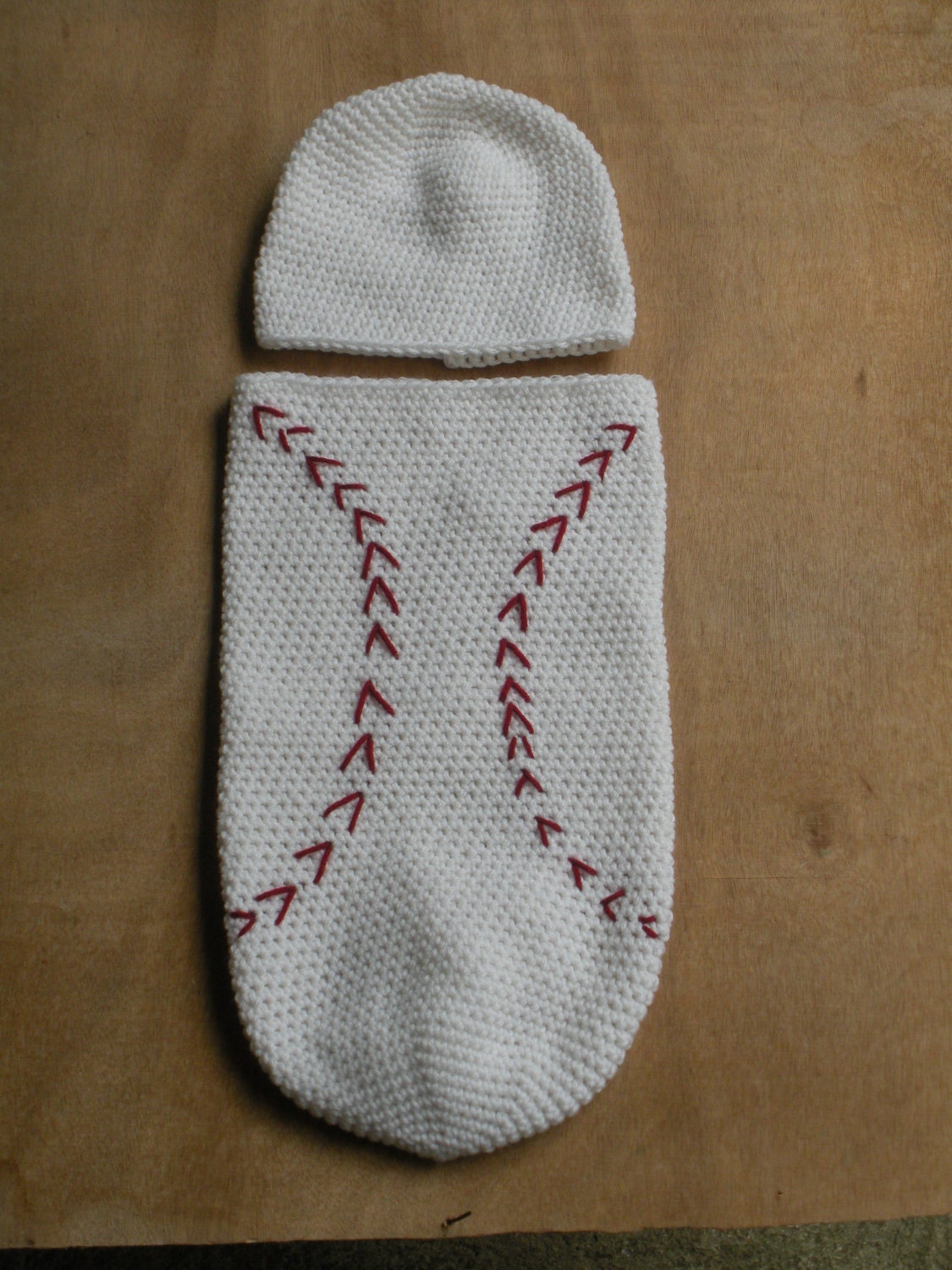 Crochet Baseball Cocoon and Cap Baby Boy Baseball Costume Photography Prop