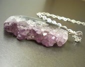 Amethyst druzy necklace: natural amethyst pendant, sterling silver chain, handmade jewelry by NatureLook, chunky crystal necklace