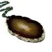 Men's necklace: agate geode stone, vintage bronze chain druzy brown gemstone dark primitive, tribal hippie gift jewelry for men