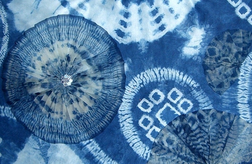 OOAK Designer Silk Skirt - Shibori  - indigo dyed