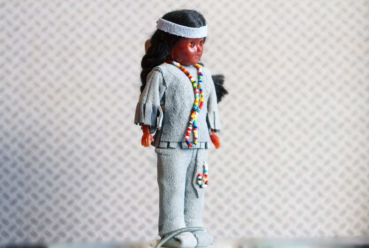 Little Warrior - Native American Indian Doll with Blue suede Outfit
