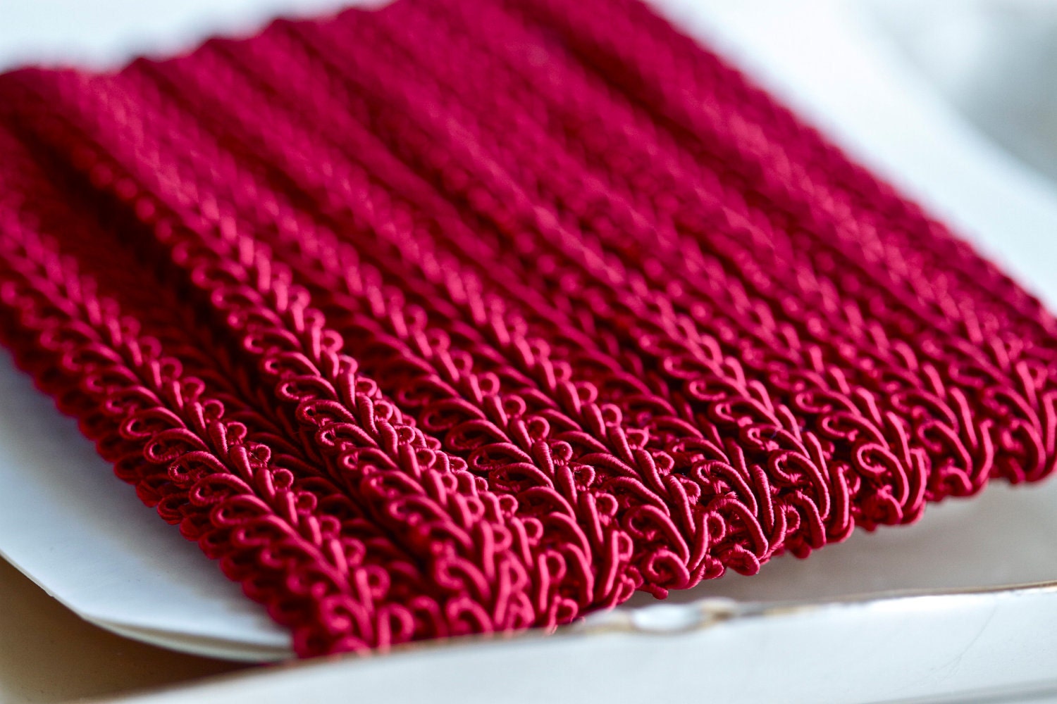 Red Wine Curls - Ribbon Trim Embellishment - 5 yards