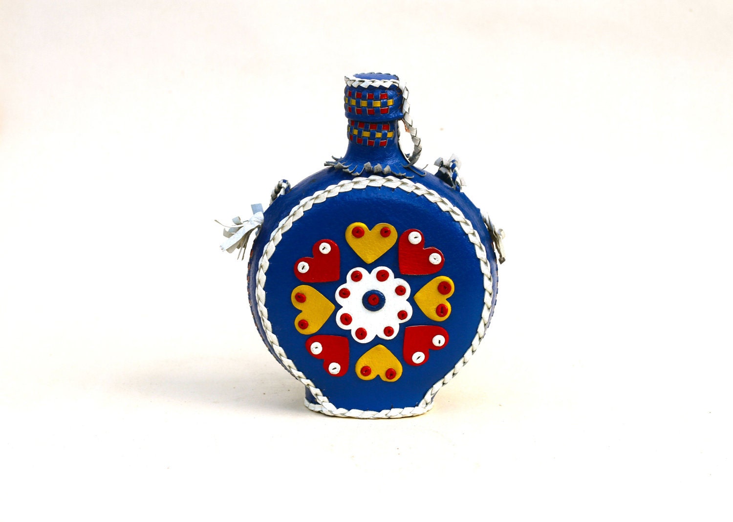 Colorful Flask - Travel Bottle in Electric Blue Leather