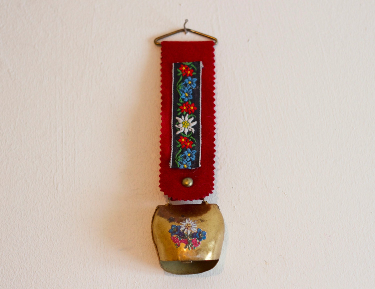 Austrian Brass Cow Bell - Vintage Wall Hanging Souvenir from Austria