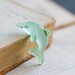 Tiny Green Dolphin Frosty Glass Figurine - Miniature Sea Creature