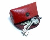 Handmade red genuine leather mini bag/ key chain / wallet / clutch / pouch / purse/ holder/ attach the bag to a belt loop/ free monogramming