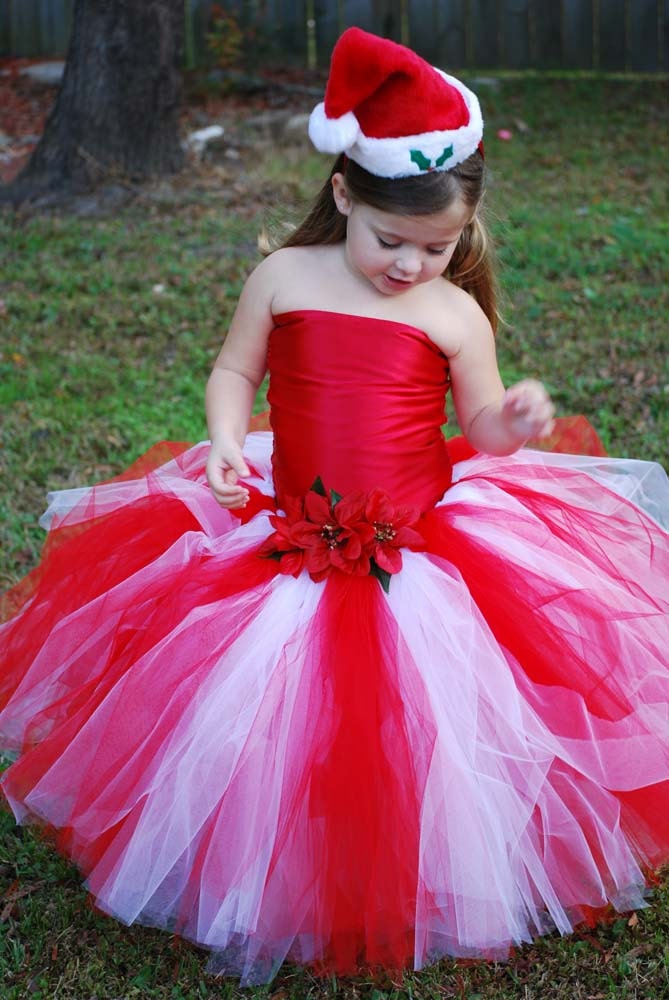 Christmas Holiday candy cane striped floor length tutu dress with satin top custom made set 18 months 2T 3T 4T 5