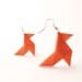 Origami earrings Neon orange silk OOAK by Jye, Hand-made in France