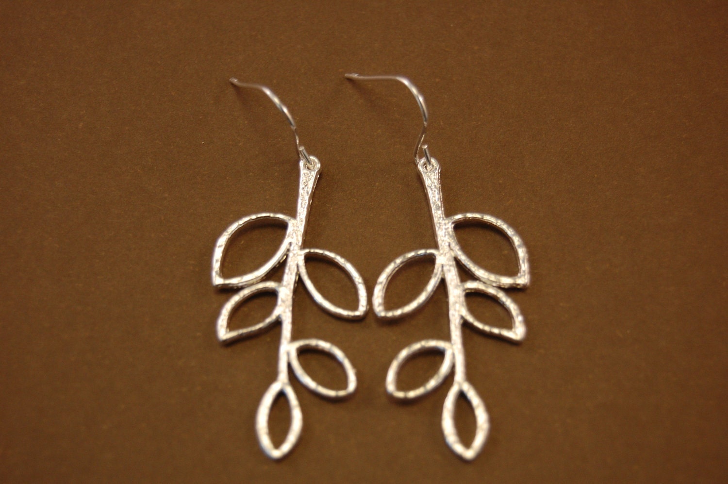 Silver branch earrings