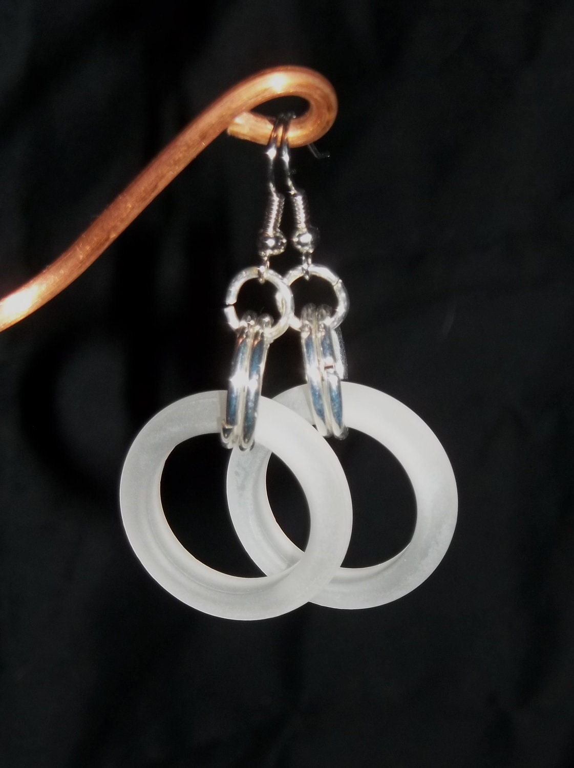 Frosted Clear  Wine Bottle Earrings