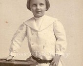 ON SALE Two (2) Vintage Photos - Adorable Boy in Belted Tunic, Sailor Style Collar, Bloomers, Black Boots - c. late 1800s-early 1900s