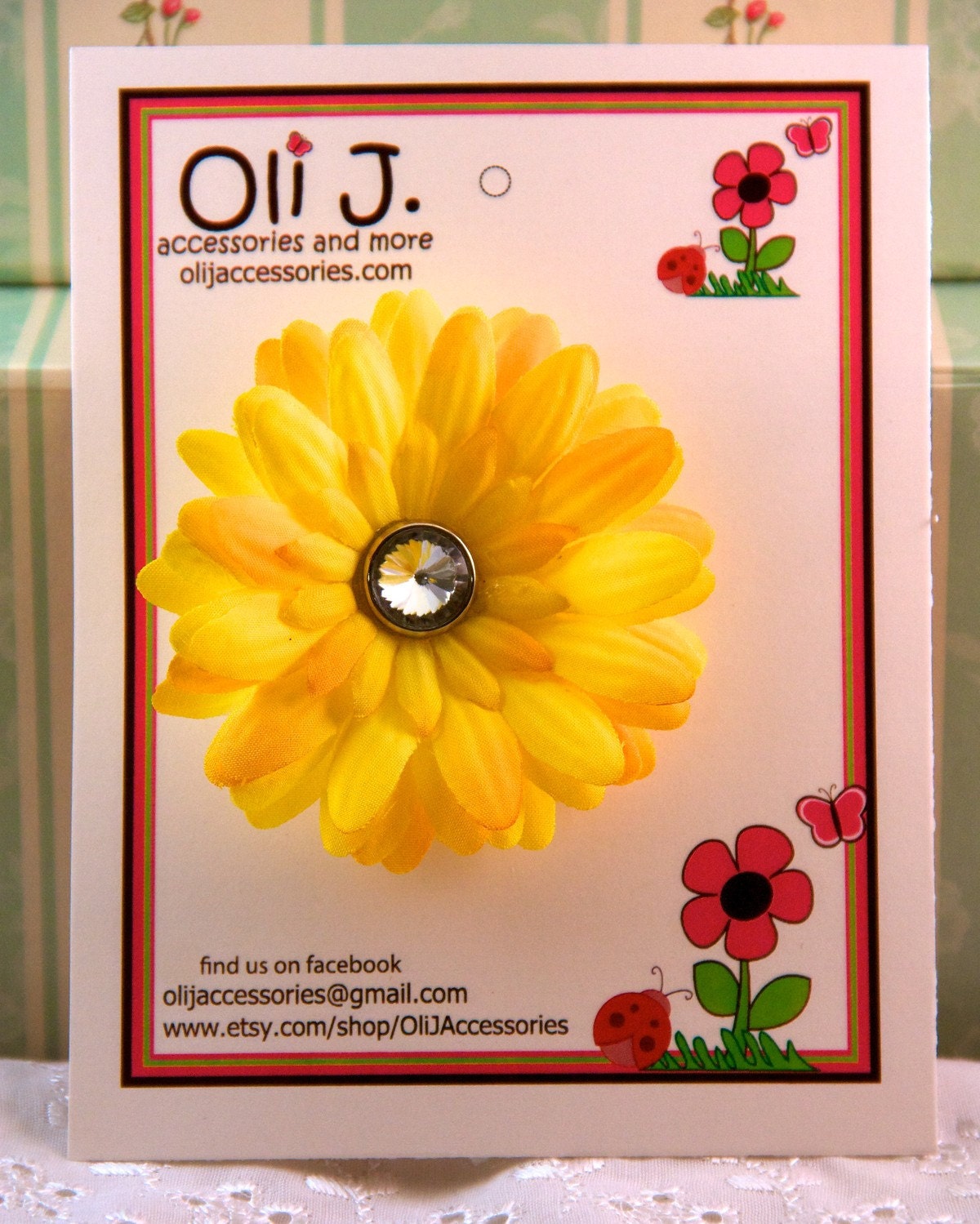 Flower Hair Clip - Yellow