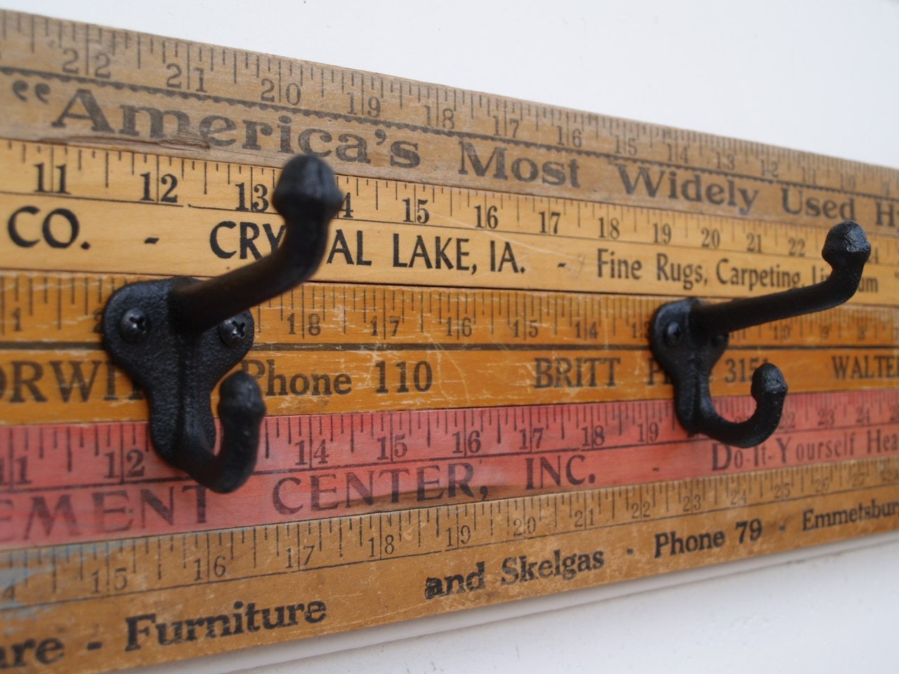 Vintage Yardstick Coat Rack - 30 inches