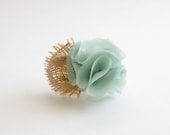 Hair Comb- Rustic Chiffon- fabric flower with burlap
