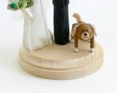 Cake Topper- Handmade Keepsake Wedding Topper- custom made wood bride and groom with pet