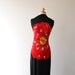 Huge red flowers stretch synthetic fabric - over 3 yards, 65" wide