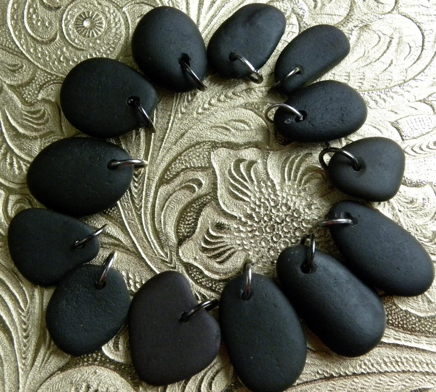 Alaska river stone charms, beads, pendants, 13 stones, river rocks, drilled, Coupon sale