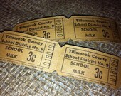 30 Vintage Roll Tickets- Vintage School Ephemera Roll Style Tickets -School Milk 3 cents - School Lunch 30 Cents- 2 styles/vintage tickets Il_170x135