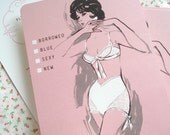 Lingerie Shower Invitations - 60s Vintage Fashion Illustration - Pin Up - Set of 10 - Ready to  Ship