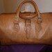 Sale was 150.00 pounds now 120.00 pounds Tan leather handbag duffle bag weekend bag shoulder bag Unisex