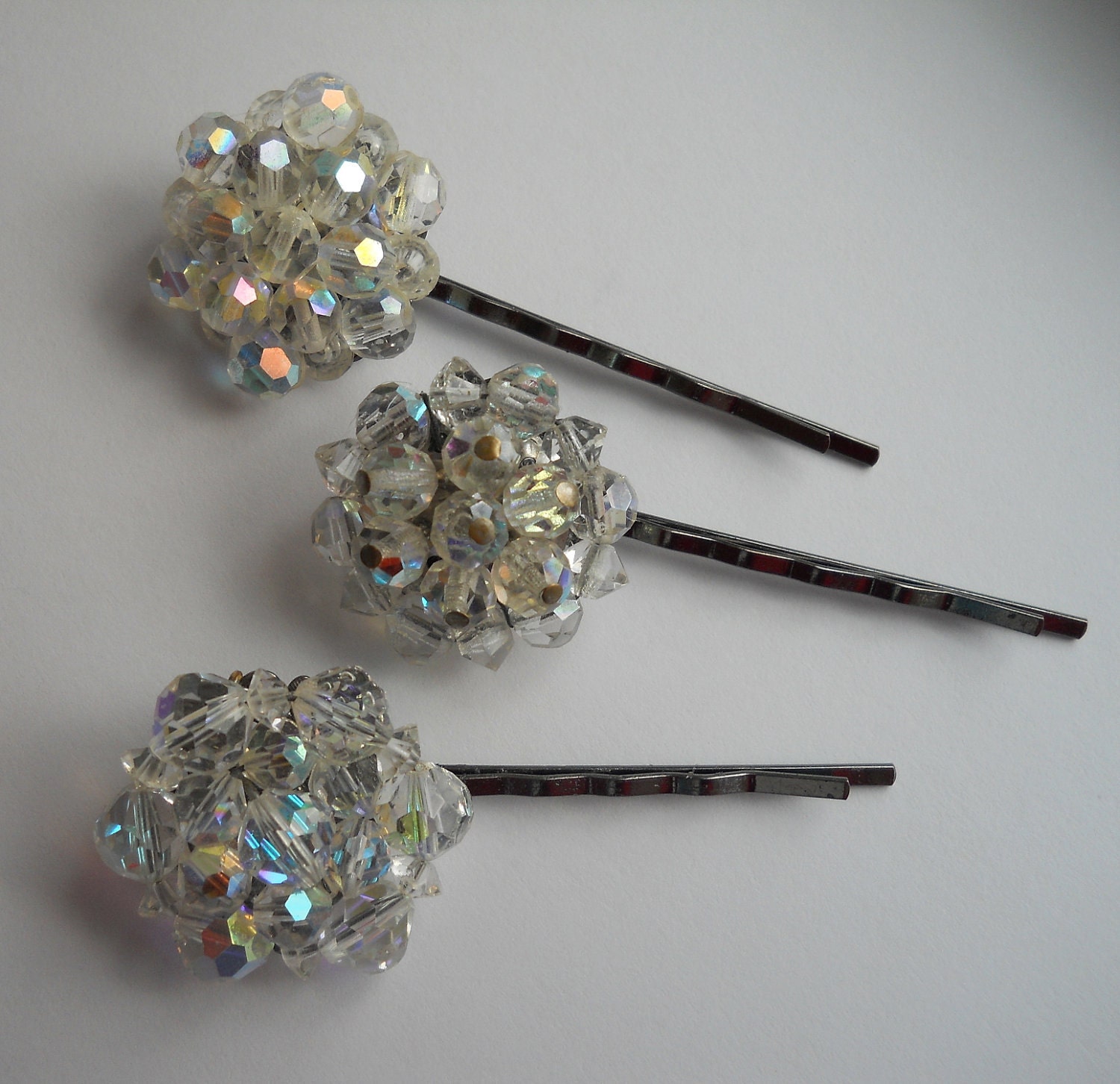 Crystal Bobby Pins Repurposed Earring Bridal Wedding Hair Pins