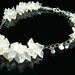 Statement White Necklace Chalcedony Spikes Sterling Silver and Swarovski OOAK - ICE QUEEN