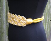 Vintage Macrame Muted Yellow and Cream Belt- Sz Med/Large-Free Shipping to US