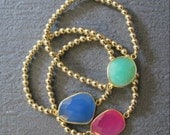 d.blng vermeil gem bracelet - (1 sky blue chalcedony bracelet)
