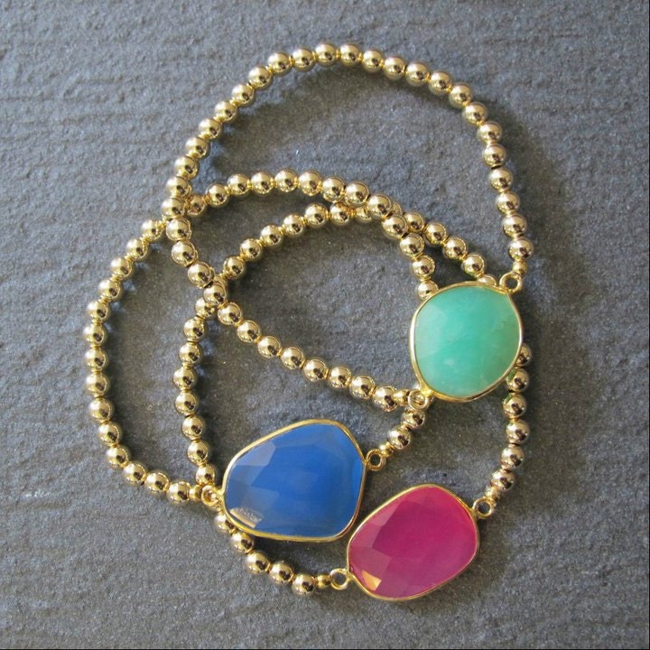 d.blng vermeil gem bracelet - (1 sky blue chalcedony bracelet)