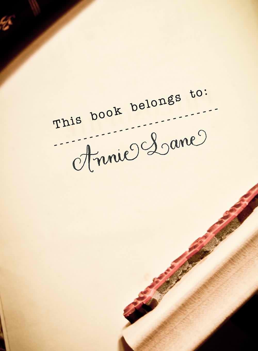 This book belongs to - Custom Calligraphy Wooden Stamp with Your Name - Bookplate - Saison Paris Style