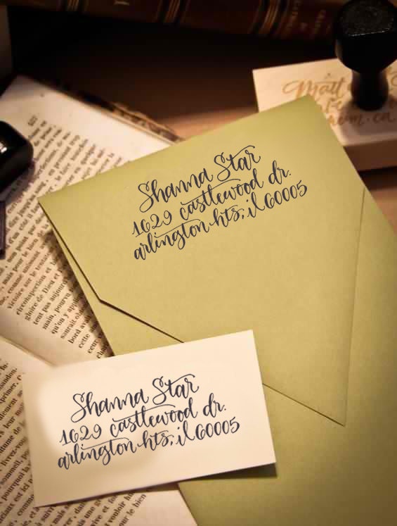 Custom Calligraphy Address Stamp -- Elle Style All handwritten