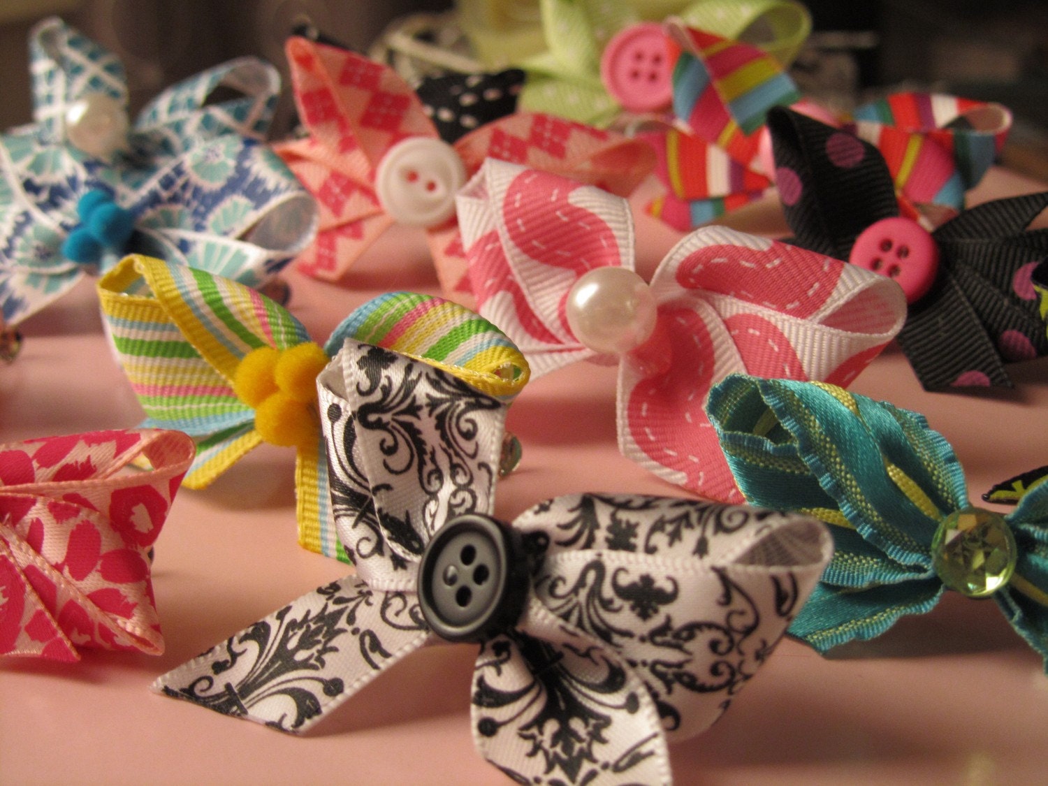 Ribbon Barrette Bows 1.5 Inch Set of Any 3
